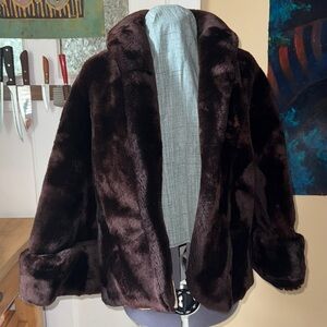 Elegant High Vintage Dark Brown Lamb Fur Teddy Bear winter coat 40’s 50’s 60’s